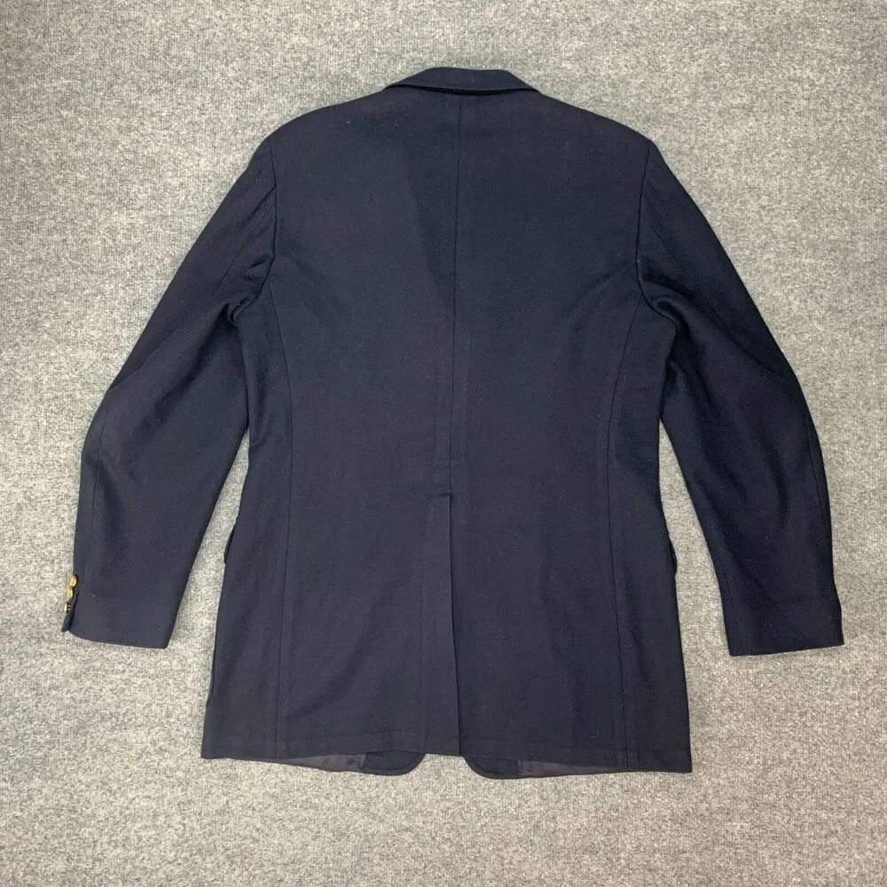 Vintage James Davis Blazer Men 42 Navy Blue Wool 2 Button Notch Lapel Sport Coat
